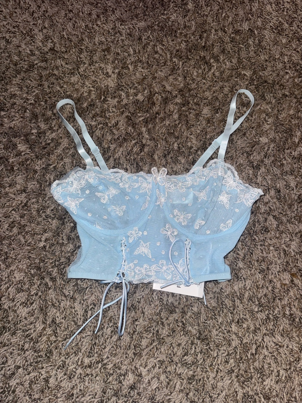 Lace-Trim Baby Blue Top